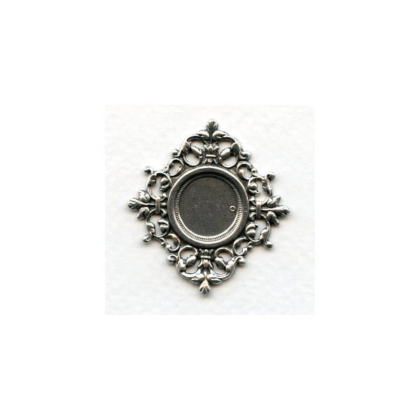 Ornate Centerpiece 13mm Setting Oxidized Silver (1)