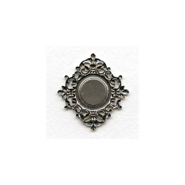 Ornate Centerpiece 13mm Setting Oxidized Silver (1) - Image 2