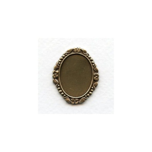 Ornate Floral Setting Base Oxidized Brass 25x18mm (1)