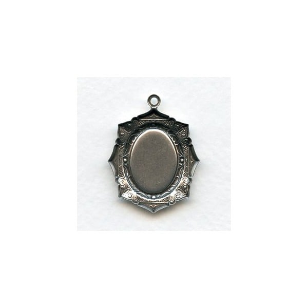 Elaborate Setting Pendants Oxidized Silver 18x13mm (6) - Image 2