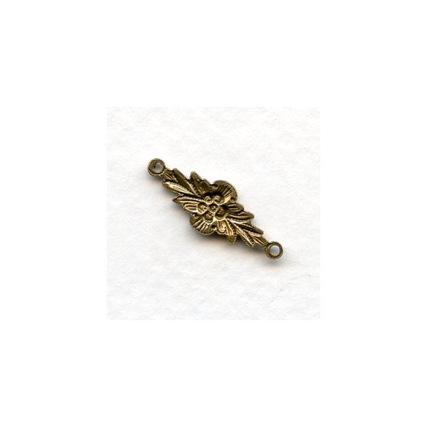 Connectors Floral Details 2 Loops Oxidized Brass (6) - Image 2