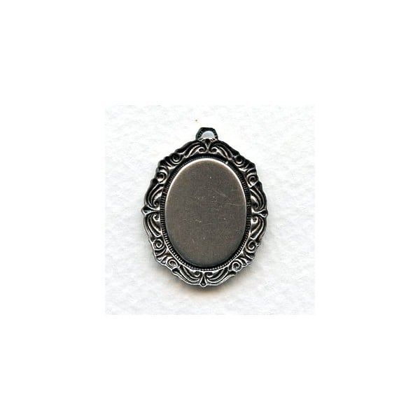 Ornate Detailed Setting 18x13mm Oxidized Silver (6) - Image 2