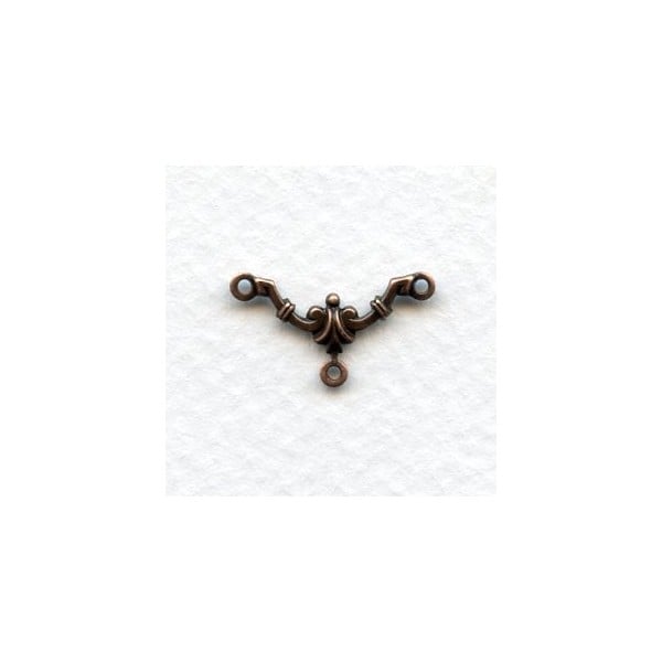 Three Loop Deco Style 18mm Connectors Oxidized Copper (12)