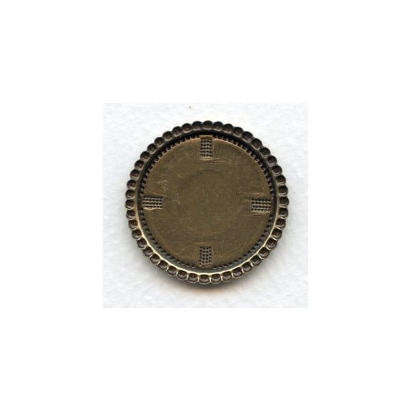 Oxidized Brass Beaded Edge 25mm Setting Bases (3) - Image 2