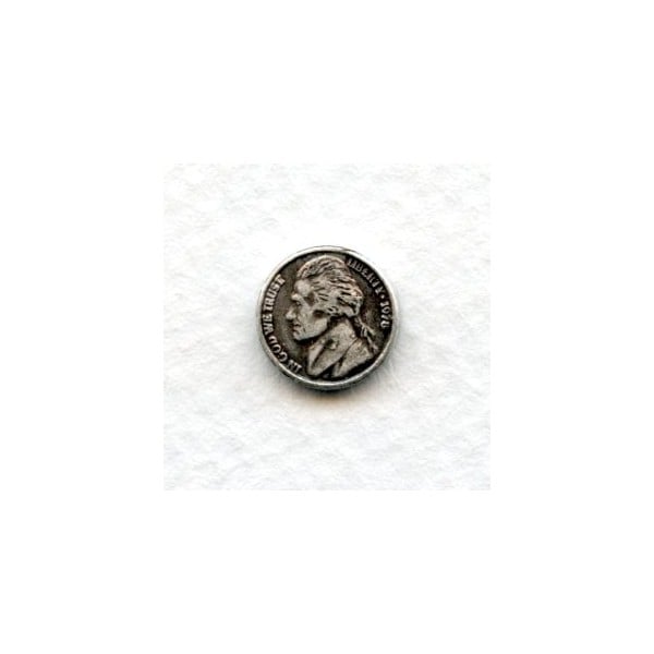 ^Tiny Nickel Coins Oxidized Silver 10mm (12)