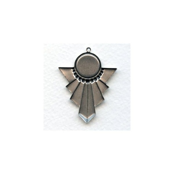 Art Deco Style Pendant Settings Oxidized Silver (4) - Image 2
