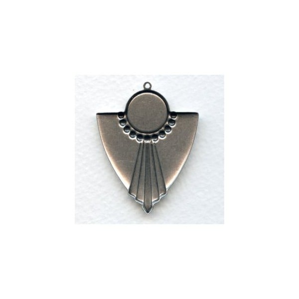 Large Art Deco Style Pendant Settings Oxidized Silver (4) - Image 2