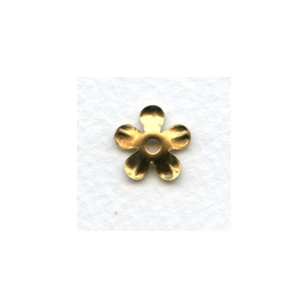 Smooth 5 Petal Flower Stampings Raw Brass 13mm (12) - Image 2