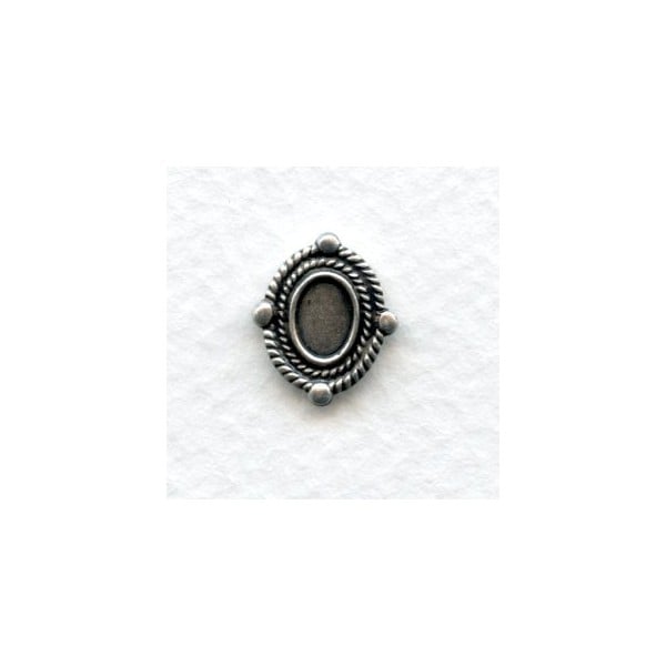 Ornate Oval Solid Oxidized Silver Settings 6x4mm (6)
