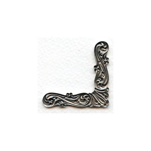 Large Elegant Scroll Design Corners Oxidized Silver (4) - Image 2