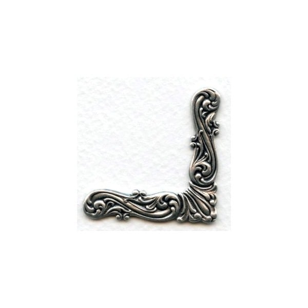 Large Elegant Scroll Design Corners Oxidized Silver (4)