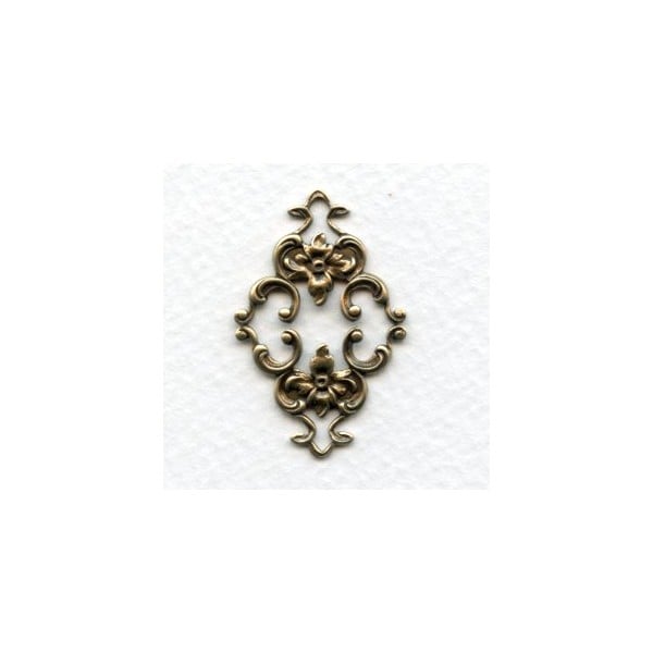 Feminine Floral Connector Oxidized Brass 36mm (2)
