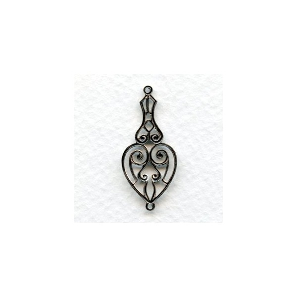 Heart Shape Openwork Connectors Oxidized Silver (6) - Image 2