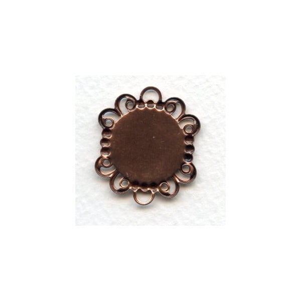 Great 18mm Filigree Edge Settings Oxidized Copper (6) - Image 2