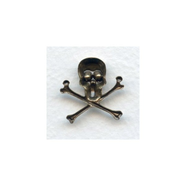 Skull and Crossbones 21mm Oxidized Brass (6) - Image 2