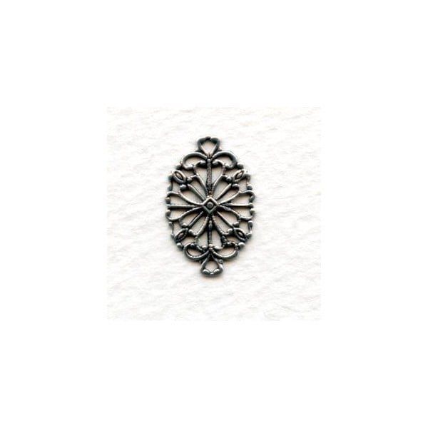 Dainty Filigree 20mm Connectors Oxidized Silver (6)