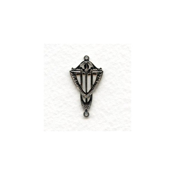 Art Deco Style Focal Point Oxidized Silver Connectors 27mm (6) - Image 2