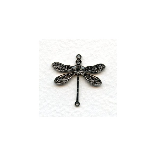 Victorian Style Dragonfly Connectors Oxidized Silver 24mm (3) - Image 2