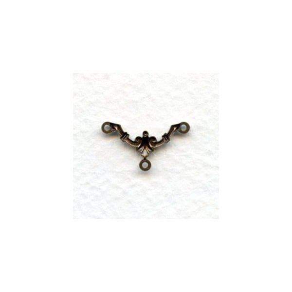 Three Loop Deco Style 18mm Connectors Oxidized Brass (6) - Image 2