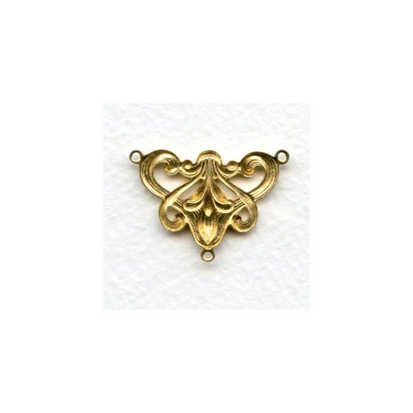 Art Nouveau Style Floral Connector Raw Brass (4) - Image 2