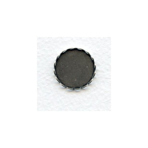 Lace Edge Settings 18mm Round Oxidized Silver (6)