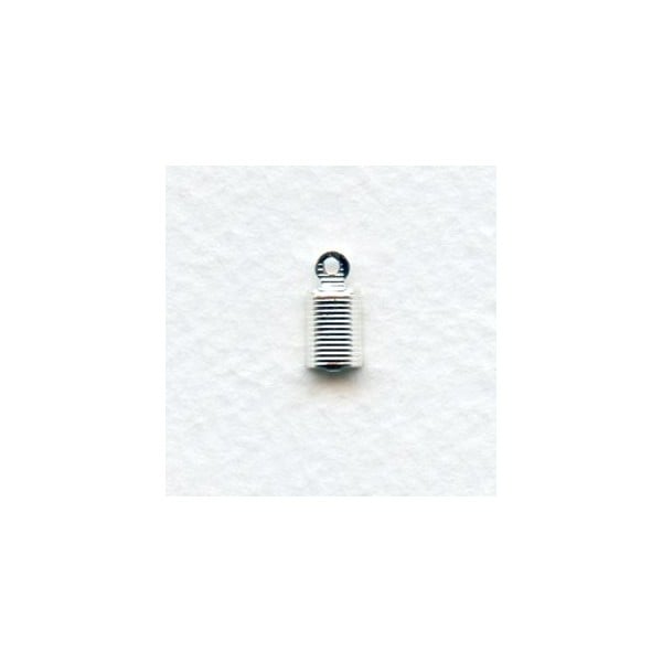 ^3mm Cord End Clamps with a Loop Bright Silver (12)
