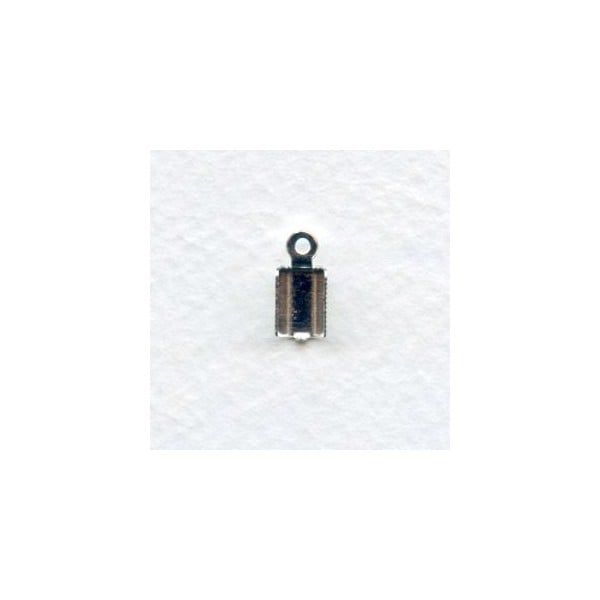 ^3mm Cord End Clamps with a Loop Bright Silver (12) - Image 2
