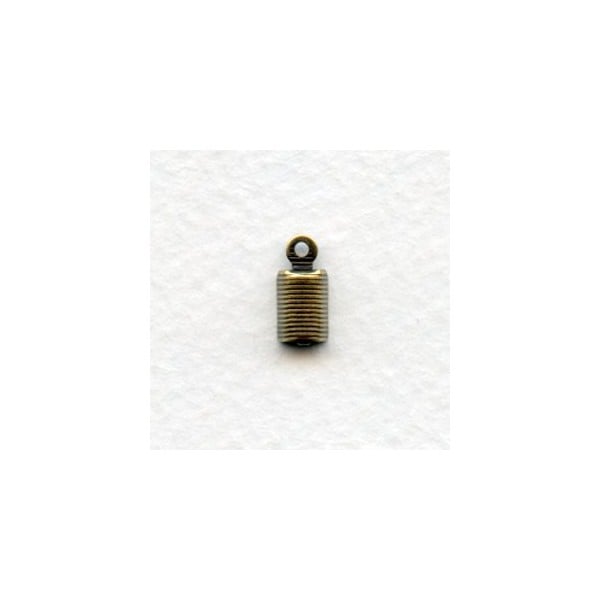 ^3mm Cord End Clamps with a Loop Oxidized Brass (12)