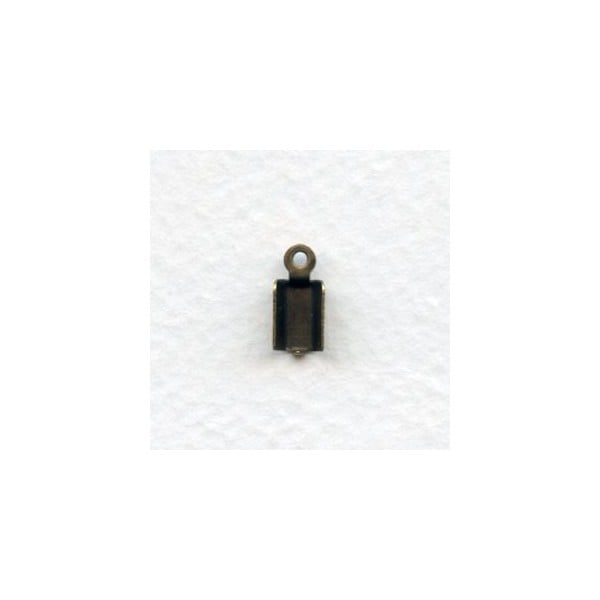 ^3mm Cord End Clamps with a Loop Oxidized Brass (12) - Image 2