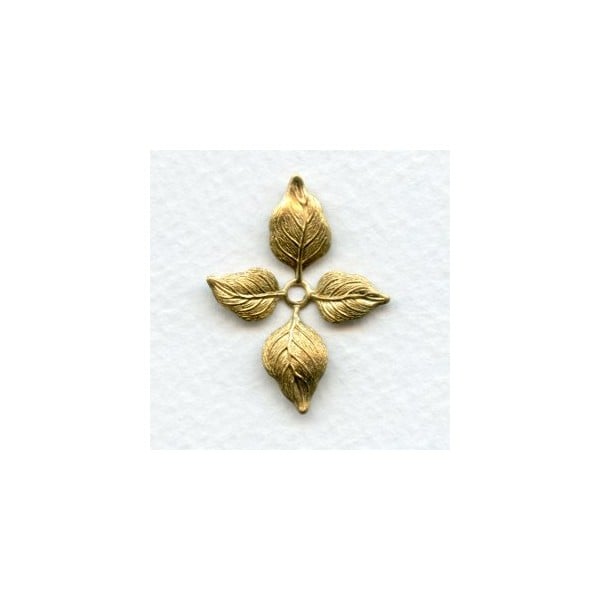 Small Versatile Leaf Stampings in Raw Brass 34mm (4)