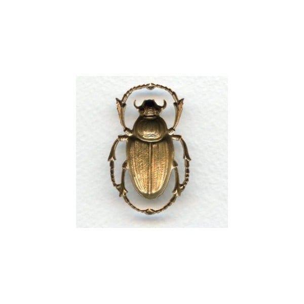 Egyptian Influence Scarab Beetle Oxidized Brass (1) - Image 2