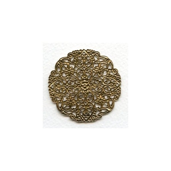 Ornate Round Flat Filigree Oxidized Brass 51mm (1) - Image 2