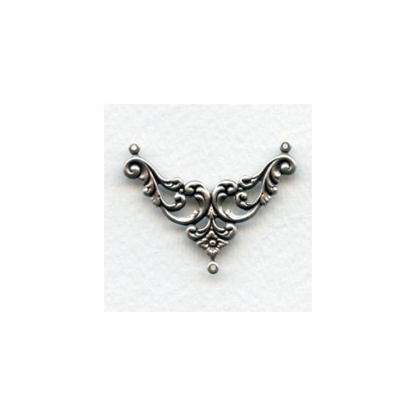 Floral Openwork Connectors Oxidized Silver (6)