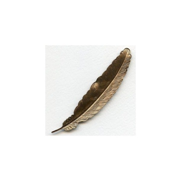 Large Feather Stamping Oxidized Brass 115mm (1) - Image 2