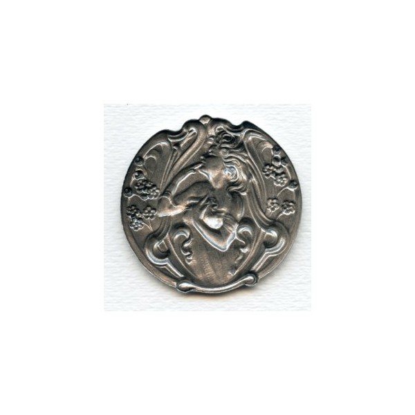 Art Nouveau Lady in a Garden Oxidized Silver Stamping (1) - Image 2