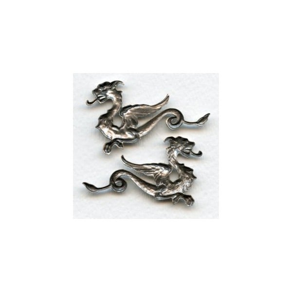 Medieval Style Dragon Stampings Oxidized Silver (1 set) - Image 3