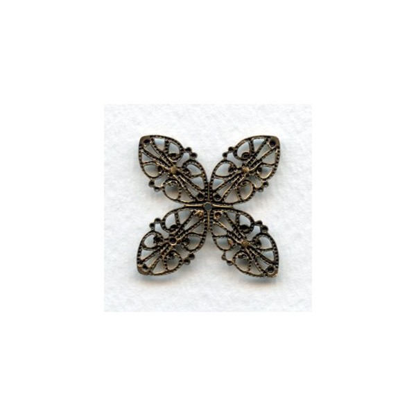 Four Corner Filigrees 24mm Oxidized Brass (6) - Image 2