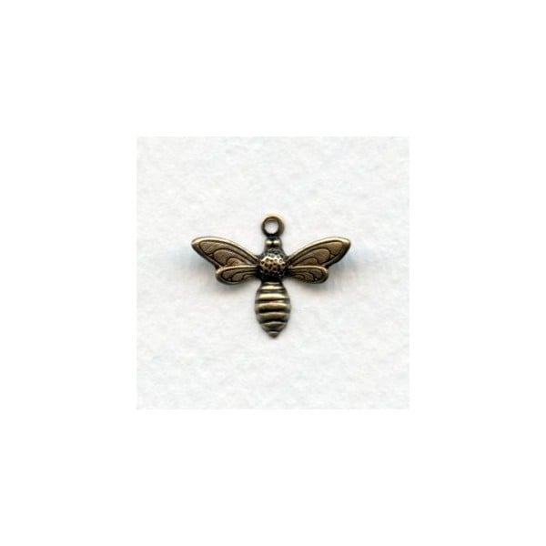 Bee Pendants Oxidized Brass 17mm (12)