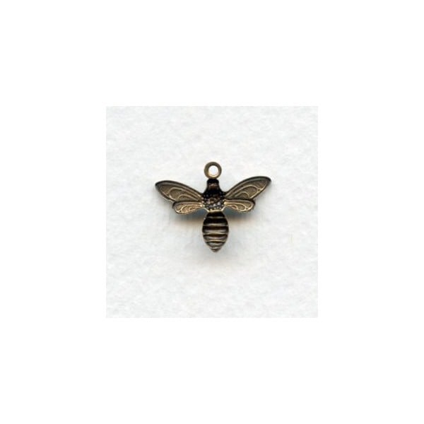 Bee Pendants Oxidized Brass 17mm (12) - Image 2