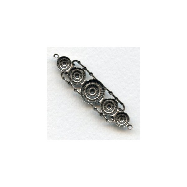 Long Button Detail Connectors Oxidized Silver 55mm (6) - Image 2