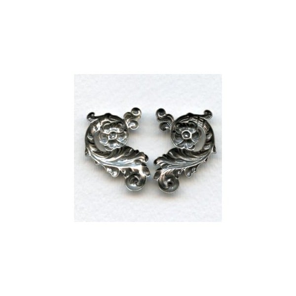 Ornate Floral Right and Left Flourishes Oxidized Silver - Image 2