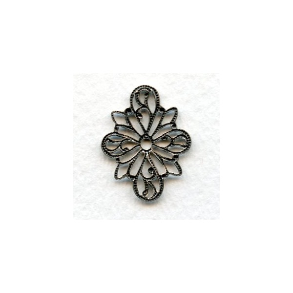 Filigree 4-Way Connectors 26x20mm Oxidized Silver (6) - Image 2