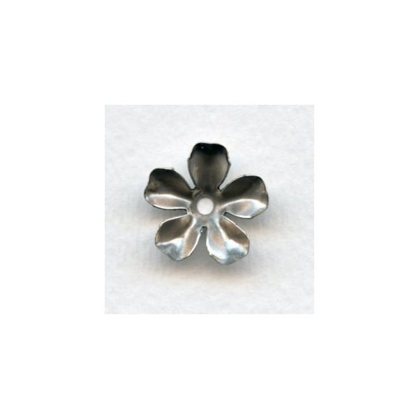 Large Blossom Flower Shapes Oxidized Silver 17mm (6)