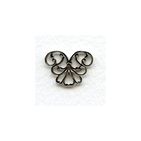 Corner or Connector 21mm Filigree Oxidized Silver (6) - Image 2