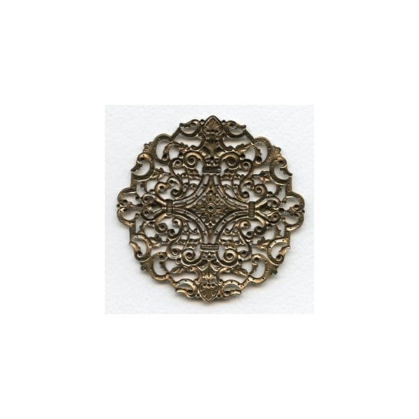 Gorgeous Round Filigree Oxidized Brass 83mm (1) - Image 2