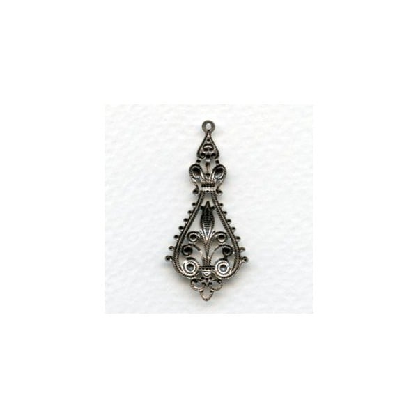 Filigree Pendant Drops 43mm Oxidized Silver (4) - Image 2