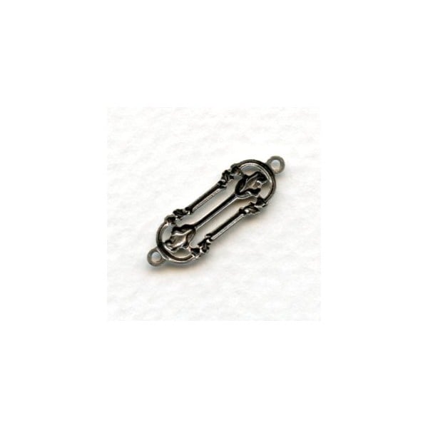 Rosebud Detail Connectors 23mm Oxidized Silver (12) - Image 2