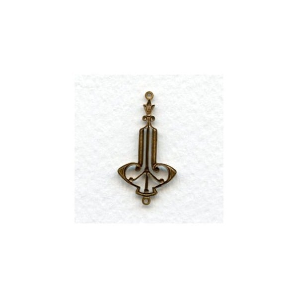 Elaborate Filigree Deco Style Connectors Oxidized Brass (6) - Image 2