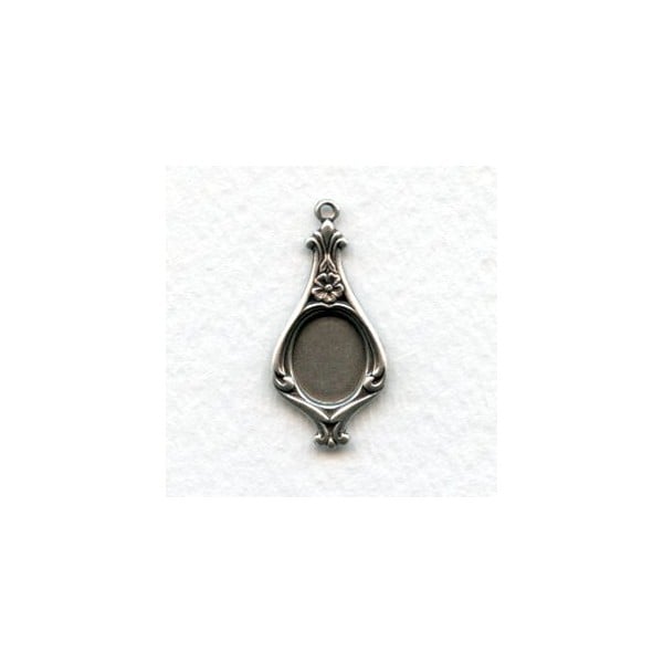 Pendant Fancy Setting Drop Style 10x8mm Oxidized Silver (12)