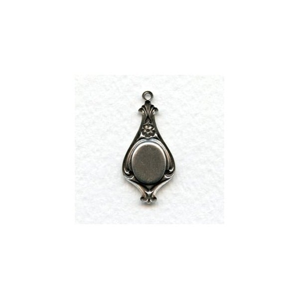 Pendant Fancy Setting Drop Style 10x8mm Oxidized Silver (12) - Image 2